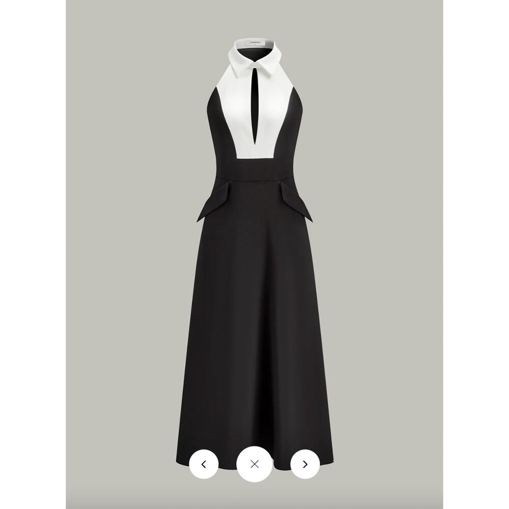 Commense Cut-Out Contrast Collared Maxi Dress Sz S